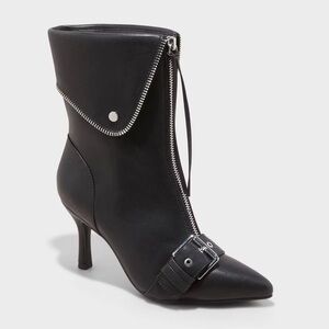 Women's Mickey Point Toe Moto Ankle Boots - A New Day - black - new